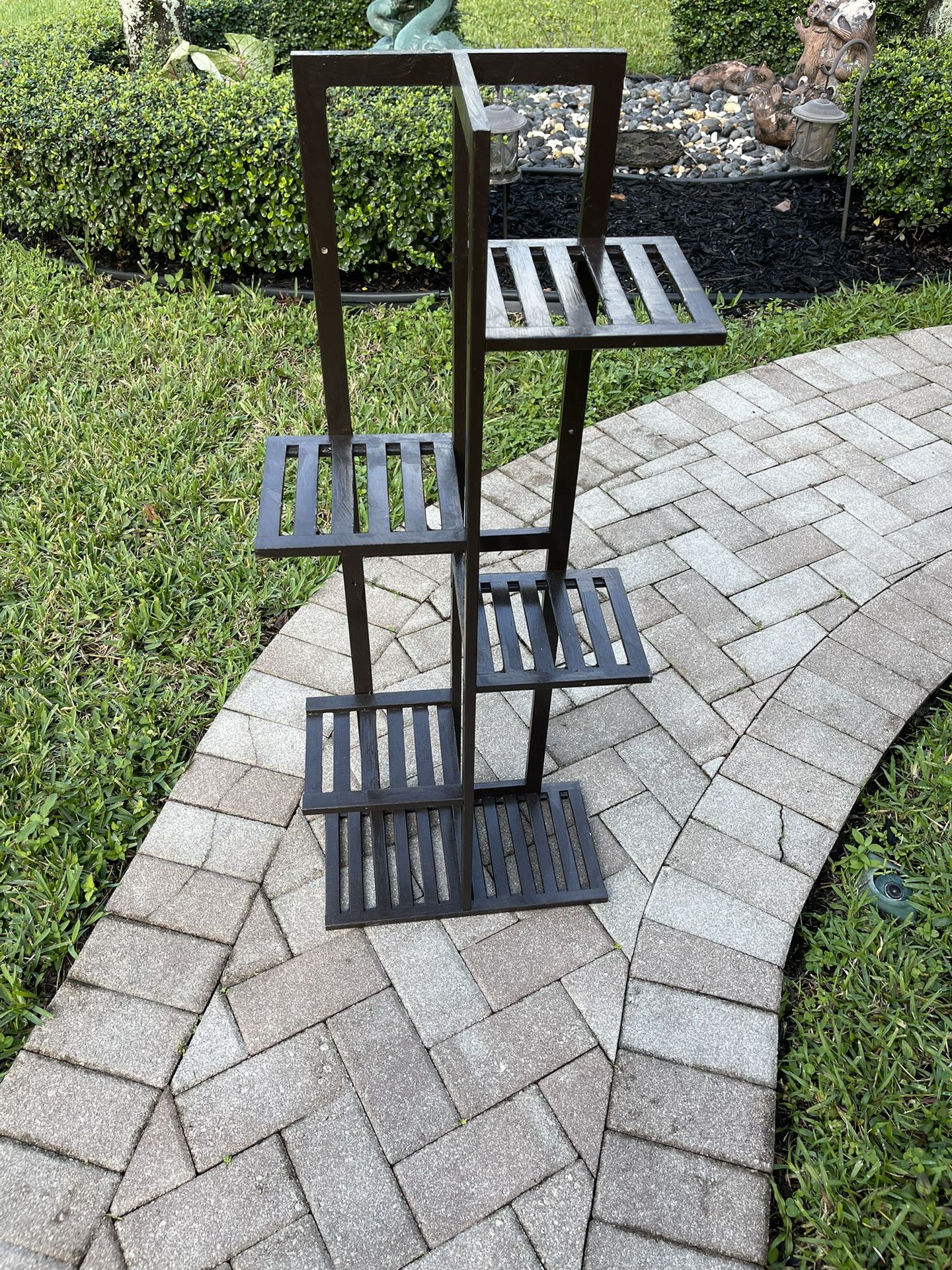 Bamboo Wood 6 Shelf Plant Display, Household Display