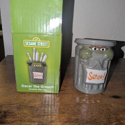 Oscar The Grouch Ceramic Pen Cup