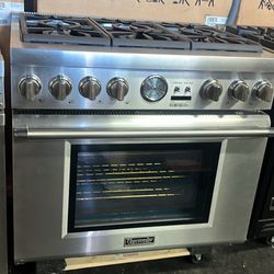 Thermador 36”Wide Dual Fuel Range Stove In Stainless Steel 