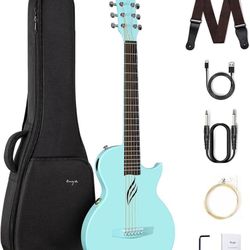 Enya NOVA Go SP1 Carbon Fiber Acoustic Electric Guitar with Smart AcousticPlus 35 Inch Travel Acustica Guitarra Starter Bundle Kit of Gig Bag, Strap, 