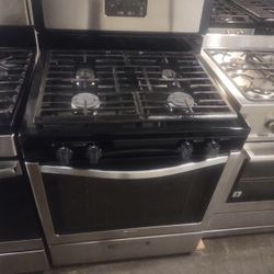 Black And Stainless Steel Gas Stove Whirlpool