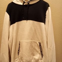 White And Navy Hollister Pull Over Hoodie Sweater Jacket