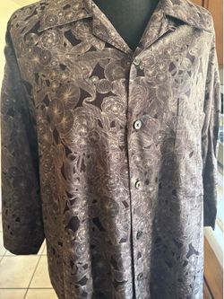 KOTOMORI Limited, edition, shirt, men’s button-down shirt, gray, blk,white XL