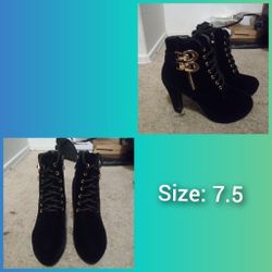 Black High Heel Boots Size 7.5