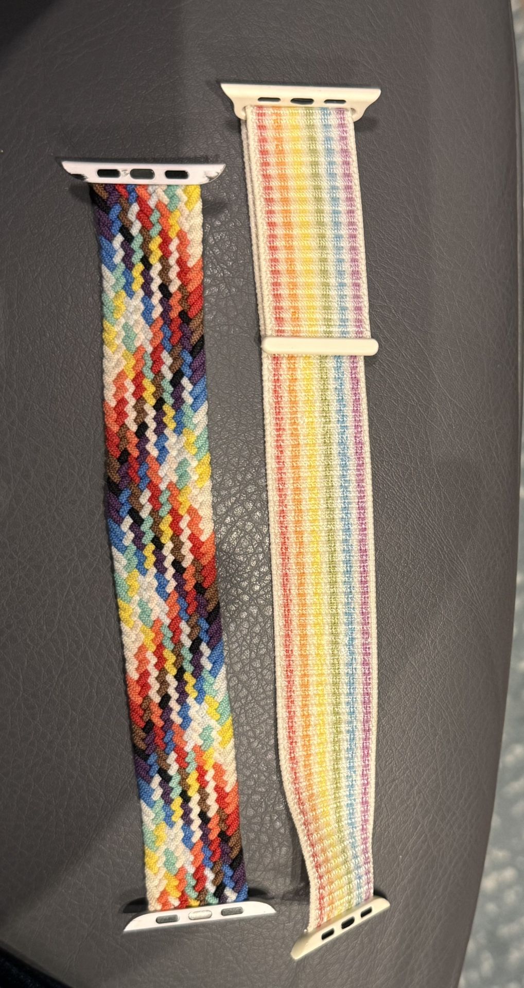 Two Rainbow Apple Watch Bands Used 1 Velcro 1 Solo Loop