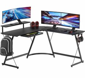 Corner Wooden with metal legs, computer desk