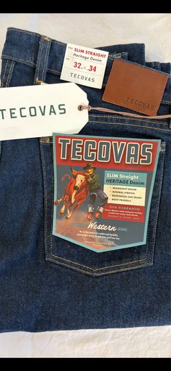 Tacovas Men’s slim straight heritage blue denim jeans