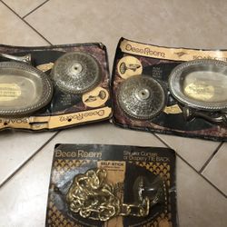 VTG NEW 1968 AMERICAN TACK &AMP;HARDWARE BATHROOM SOAP DISH NOS and shower curtain $100 all 3 pieces