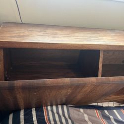 Oak Wood Headboard With Storage Cabinets