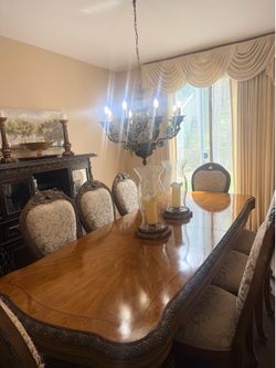 Amini Wood Dining Table and 8 Chairs Set