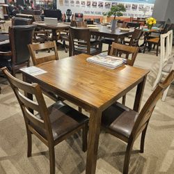 5pc Walnut Table Set Dining Room Set