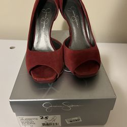 Jessica Simpson Suede Peep Toe Heels Women Size 7