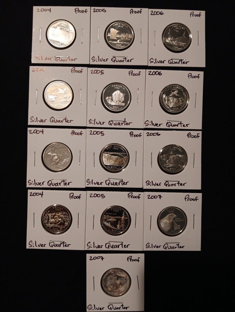 Lot Of 13 Silver Proof Quarters 