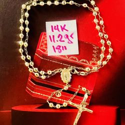 14K Solid Gold Rosary 📿 Bracelet For Wedding 5.2Gr 7.5 Inches Long 