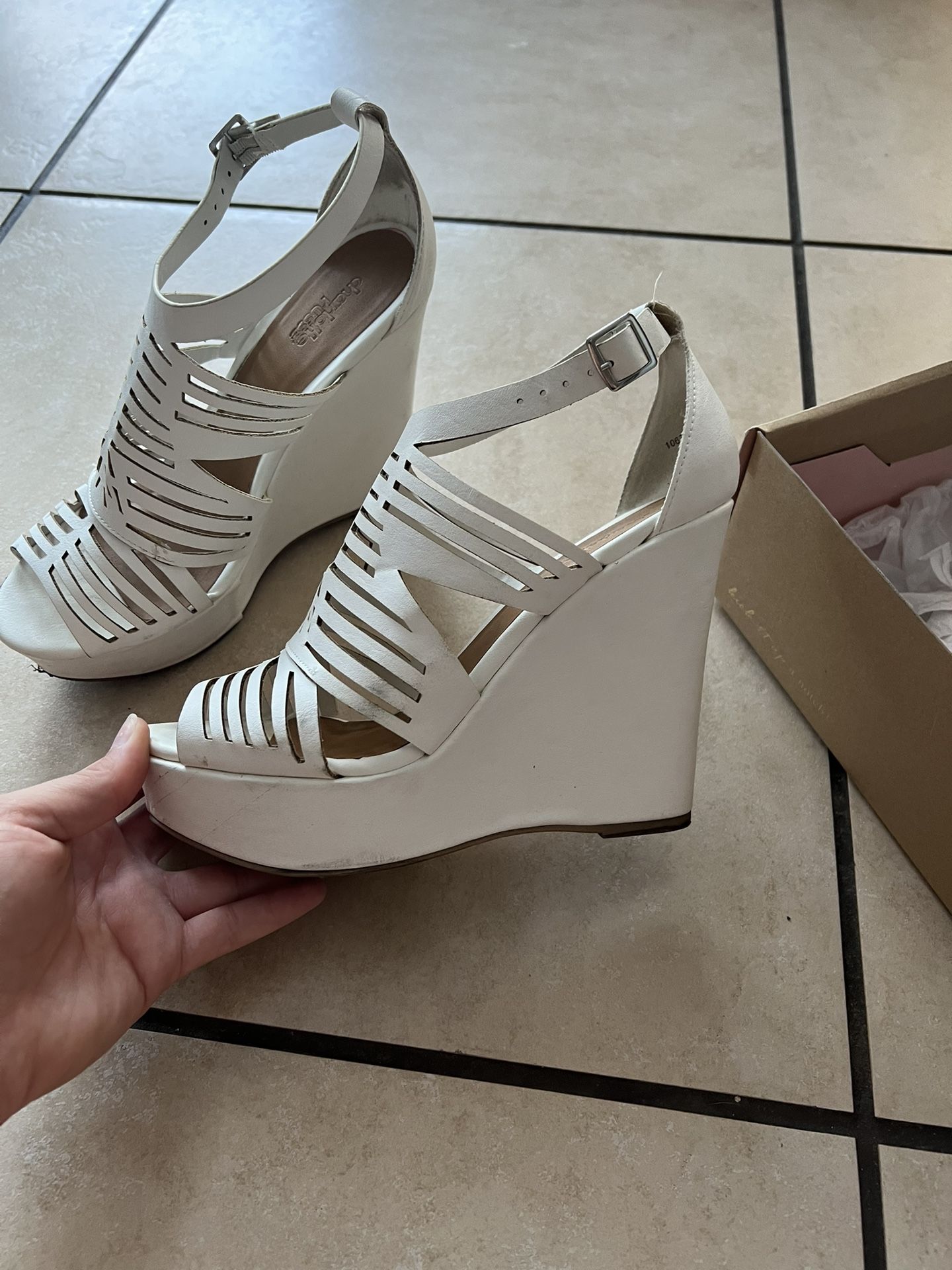 White Wedge Heels
