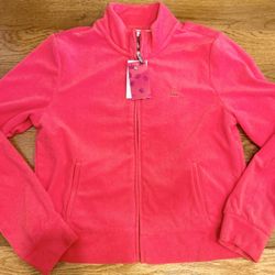 Juicy Couture Y2K French Terry Track mock neck Jacket with iconic Juicy Crown L