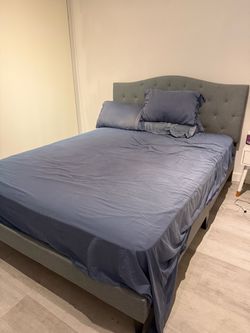 Queen Bed Frame with Tufted Headboard - mattress free