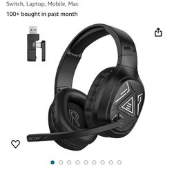 EKSA 2.4GHz Wireless Gaming Headset with Noise Canceling Microphone for PS5, PC, PS4 Bluetooth Gaming Headphones with USB & Type-C Connector, 52Hrs Ba