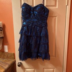 Strapless Blue Prom Dress Size 7