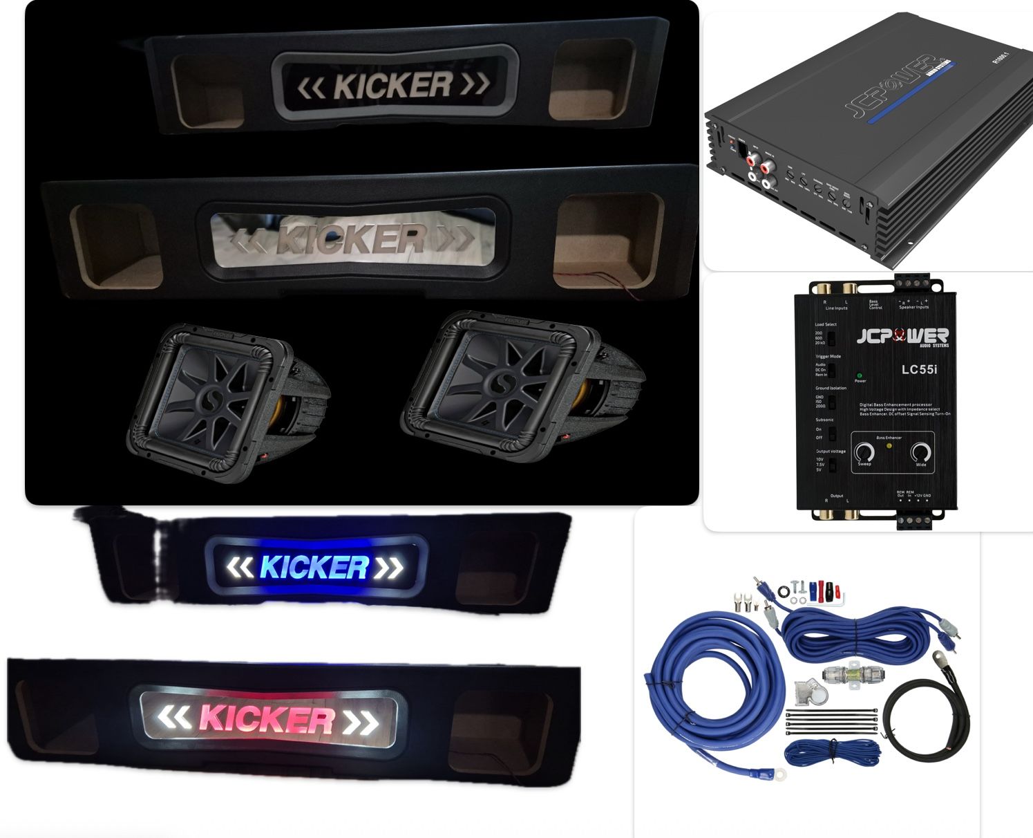 NEW 2 Kicker L7s 8” Subwoofers Custom Box Amp Epicenter Installed CHEVY SILVERADO GMC SIERRA 2019-up