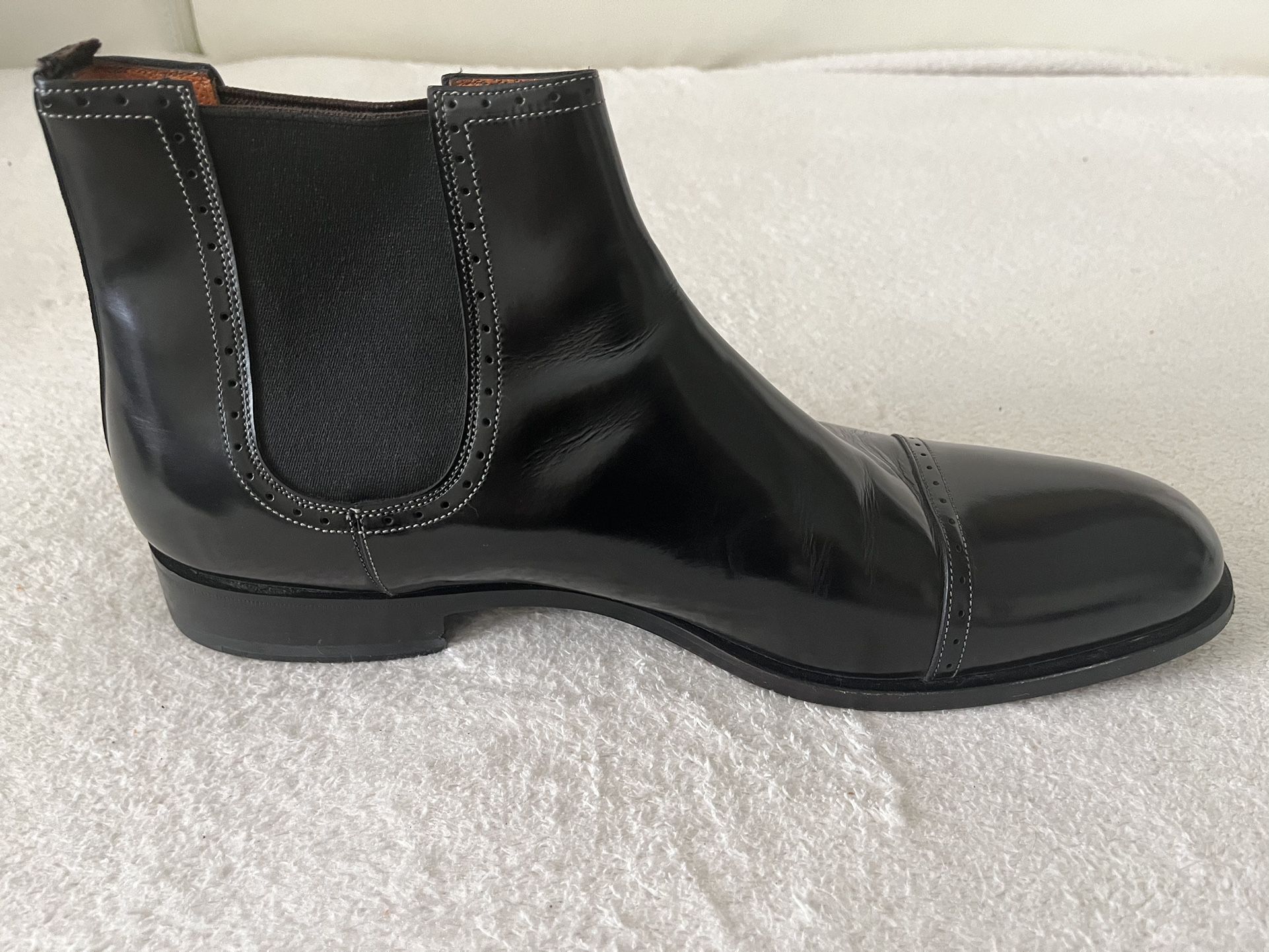 Men’s Boots, Black, Leather, Size 10 (US 11), Made In Italy