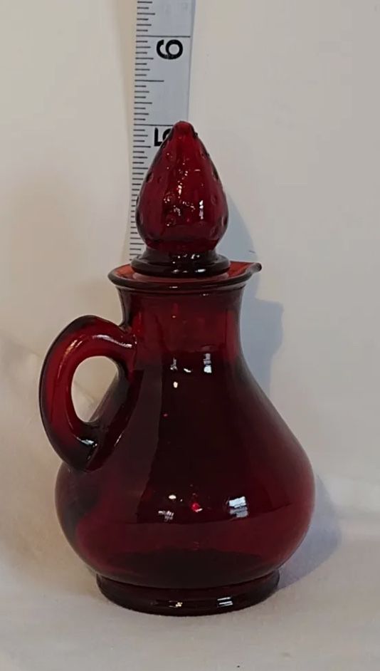 Avon Red Glass Decanter With Red Glass Stopper