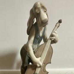Lladro Dog Playing Base Fiddle Collectable 