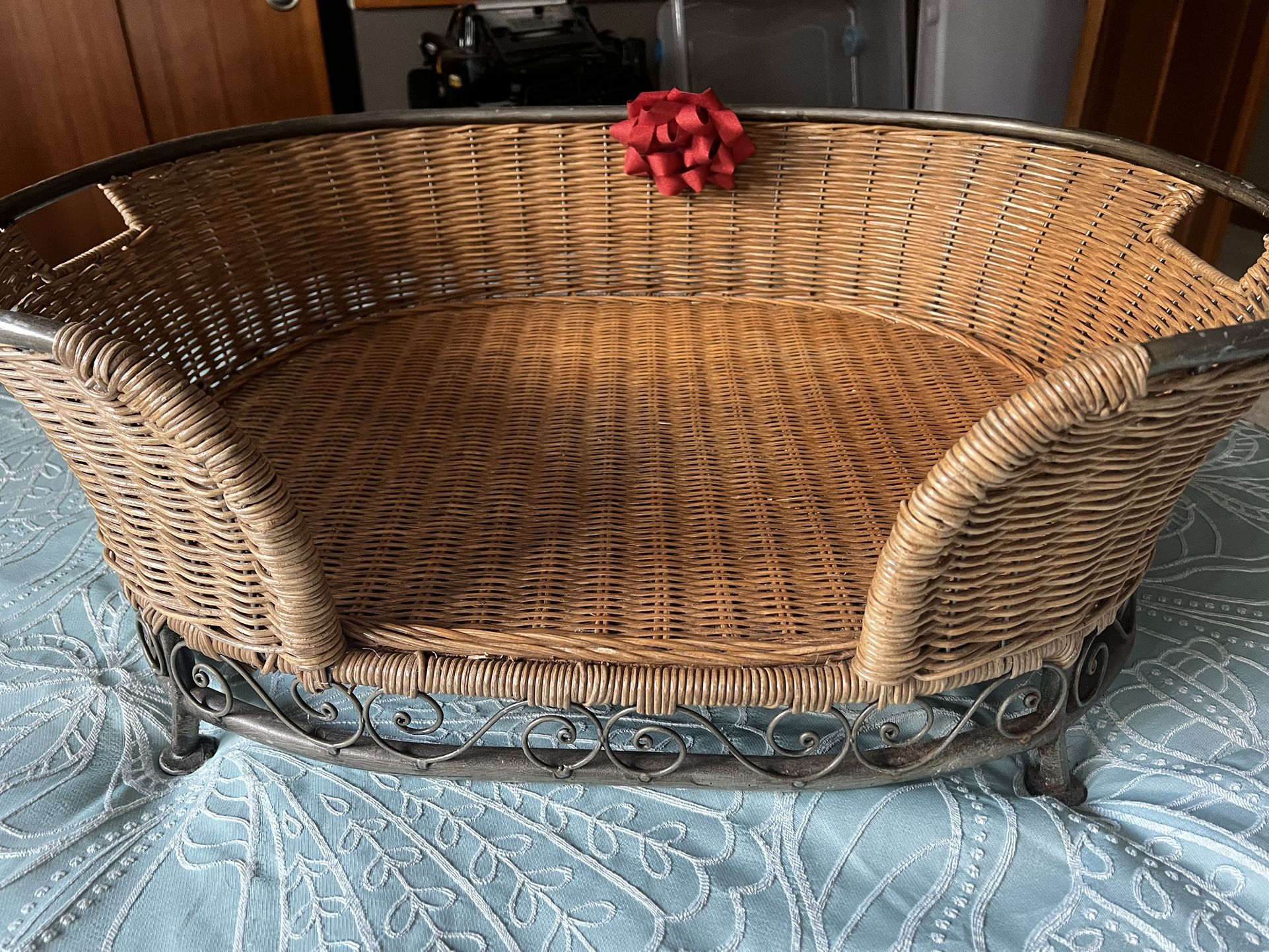 Iron And Rattan Dog/ Cat Bed