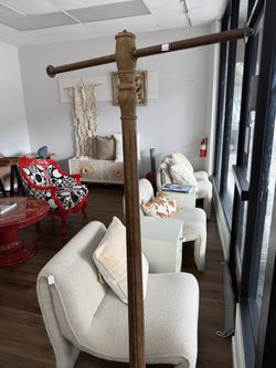 Antique Metal and wood coat/garment rack 28”w, 69”h