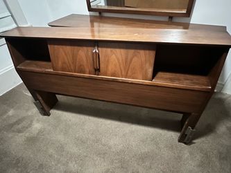 Vintage Mid-Century Modern Bookcase Headboard (Queen)