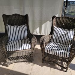 Patio Wicker Wingback Chairs W/Cushions - Pier One