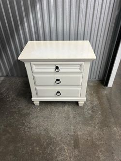 White Three-Drawer Nightstand