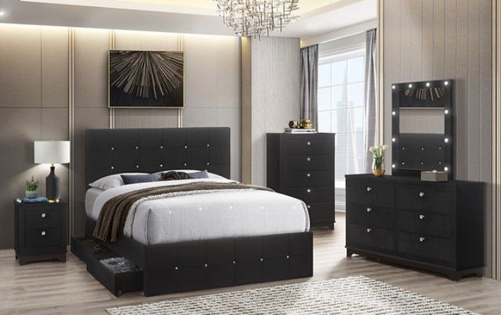 New King Size 5 Piece Bedroom Set Without Mattress And Free Delivery