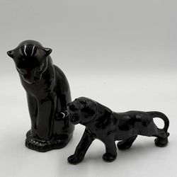 Rare MCM Vintage  Black Panther Cats, Salt And Pepper Shakers - As Is