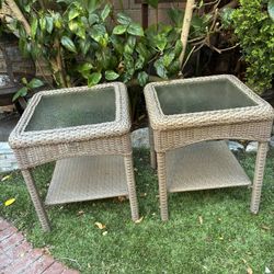2 Rattan Tables, 2 Tiers 
