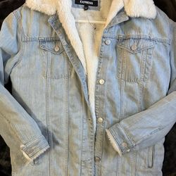 New Women’s Oversize Denim Fleece Jacket Xs Express