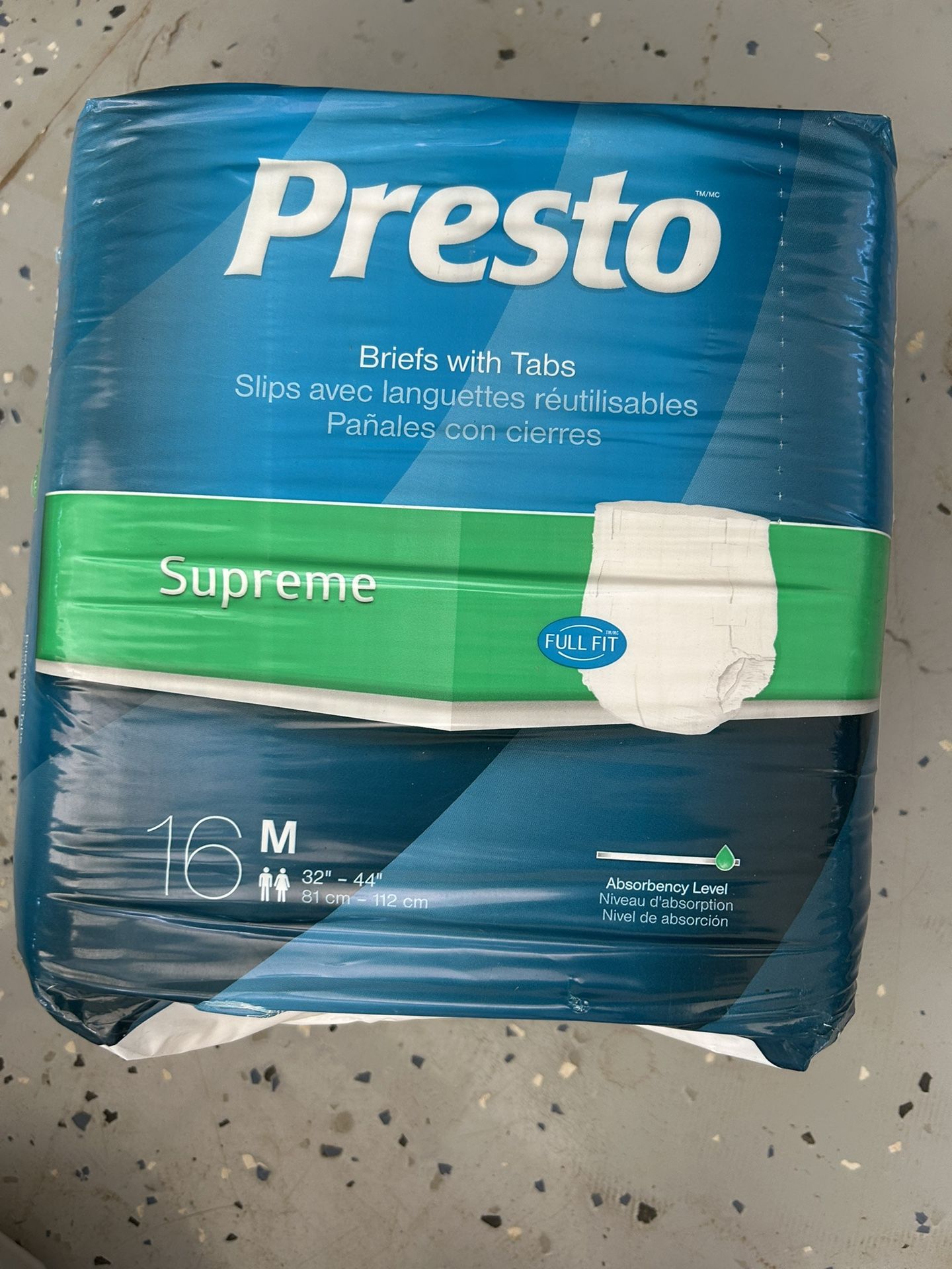  Presto Adult Brief Diapers Tabbed 16 A Bag Medium 