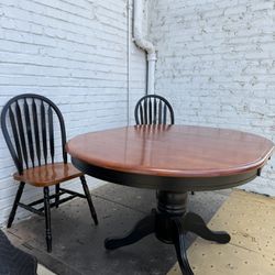 Dining Table (With Butterfly Leaf) + 2 Chairs 
