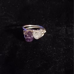 Handcrafted Clear Quartz & Amethyst Ring