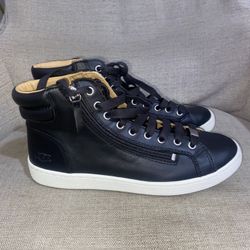 Ugg Black Leather High Top Zip Up Shoes - Size 9