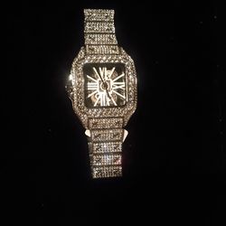 Silver Plated Moissanite Designer Style Watch