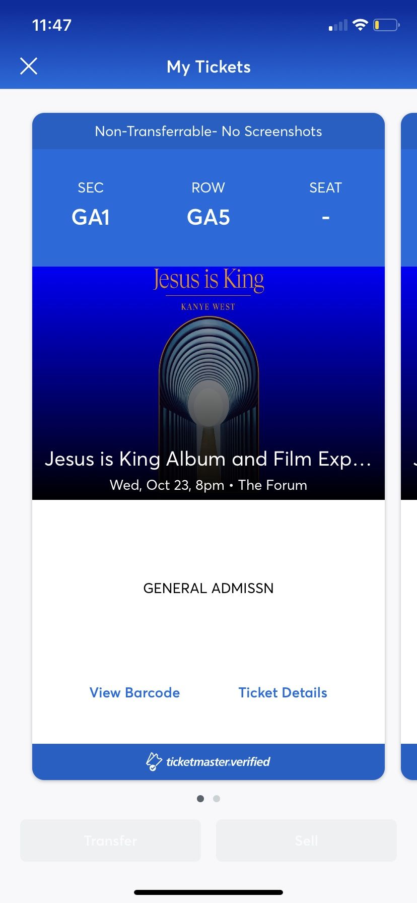 2x Kanye West Jesus is King Tickets GA