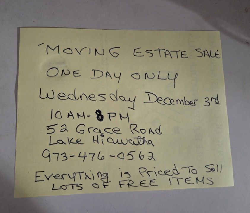 Estate Moving Sale