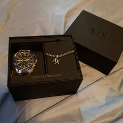 armani exchange watch and chain 