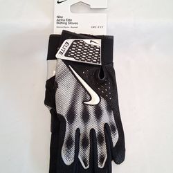 Nike Alpha Elite Black Silver Baseball Batting Gloves