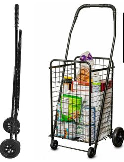 Folding Shopping Cart with Wheels Stair Climber Grocery Laundry Utility Cart