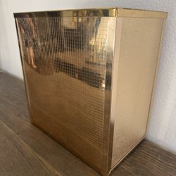 VTG Stylebuilt New York City Hollywood Regency Gold Trash Bin Wastebasket 
