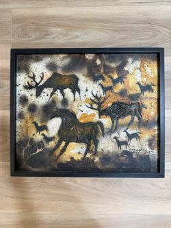 Original Signed Luzon Mixed Media Horse Painting – Vintage Modern Art