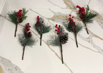 Christmas Pine Pick Stems Set Of 6
