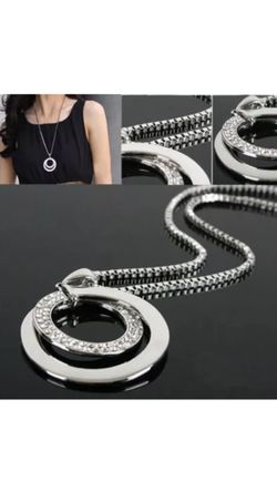 Rhinestone Double Circle Women Necklace